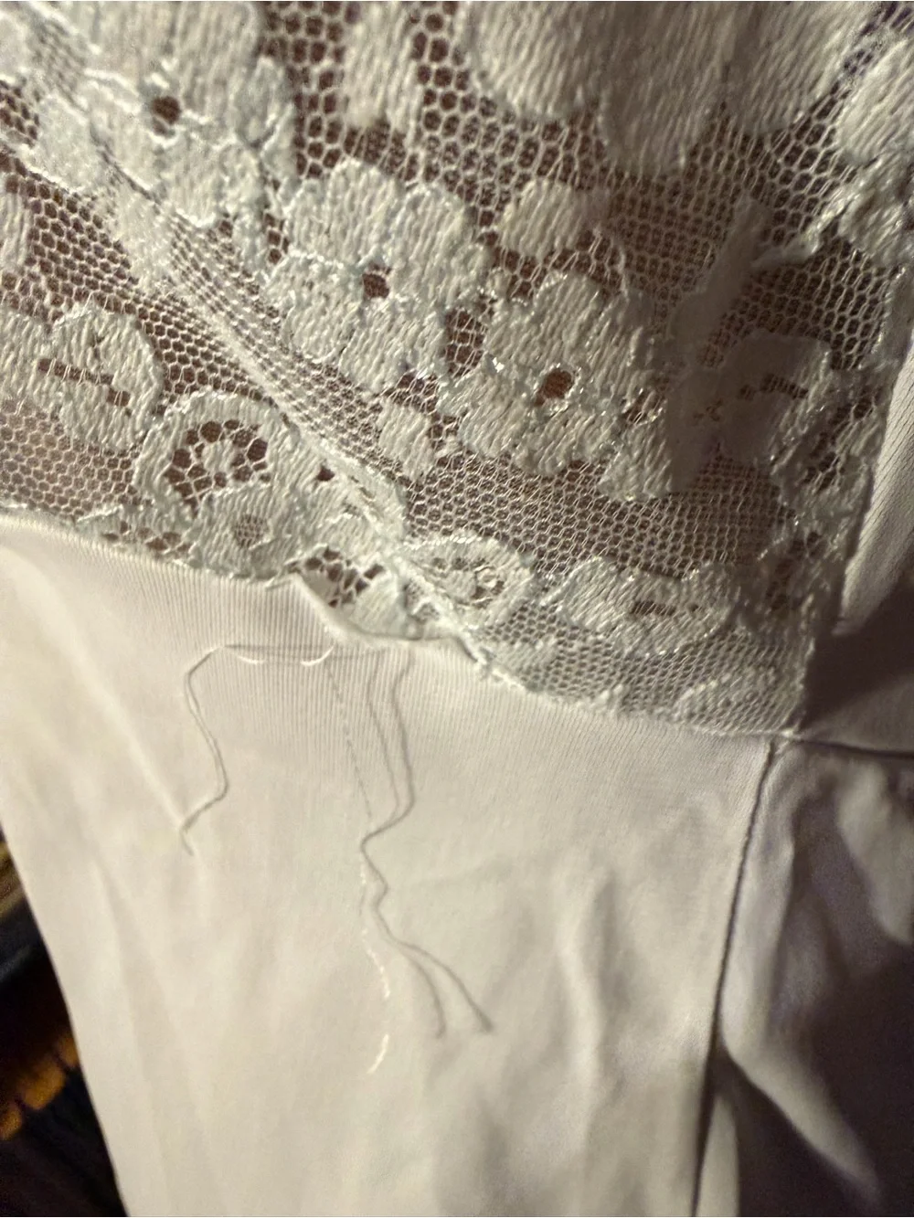Vintage light/white baby blue Lace Trim Slip Dress - DuPont Nylon